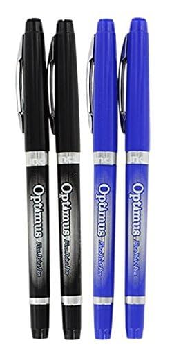 Optimus I-N-C Optimus 4 Felt Tip Fine Point Pens 3 Black/3 Blue - No Bleed Ink - Image 2